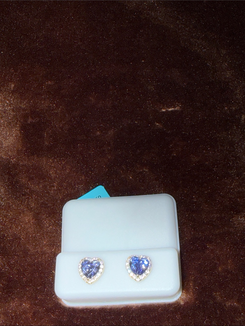 Heart-Shaped Blue Gem Stud Earrings